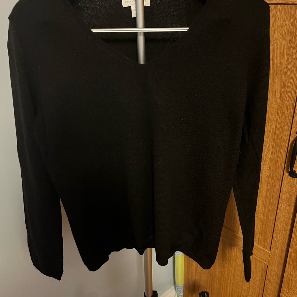 Charter Club Black Cashmere V-Neck Sweater